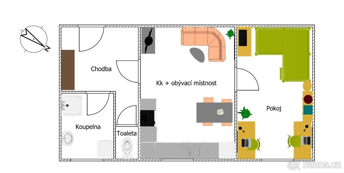 Pronájem byt 2+kk - Velká Bystřice, 783 53, 46 m²