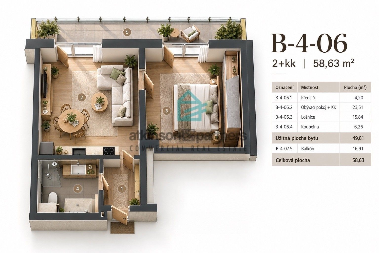 Prodej byt 2+kk - Hluboká nad Vltavou, 50 m² - 2