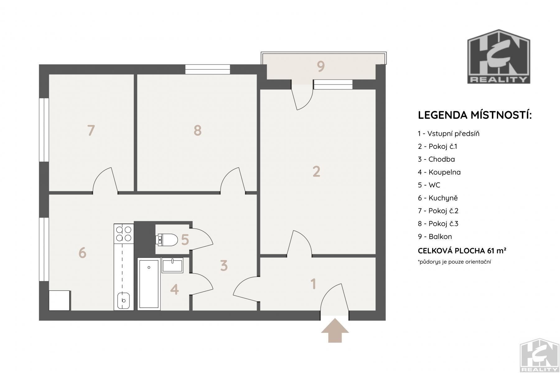 3+1, Liberecká , Jablonec nad Nisou, 61 m² - 2