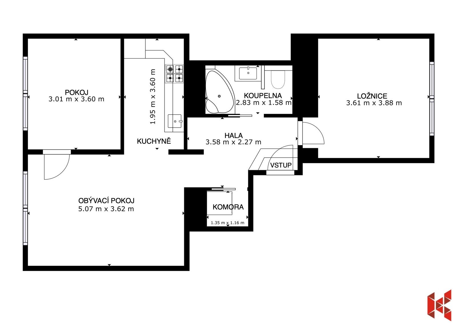Prodej byt 3+kk - Lindnerova, Praha, 61 m²