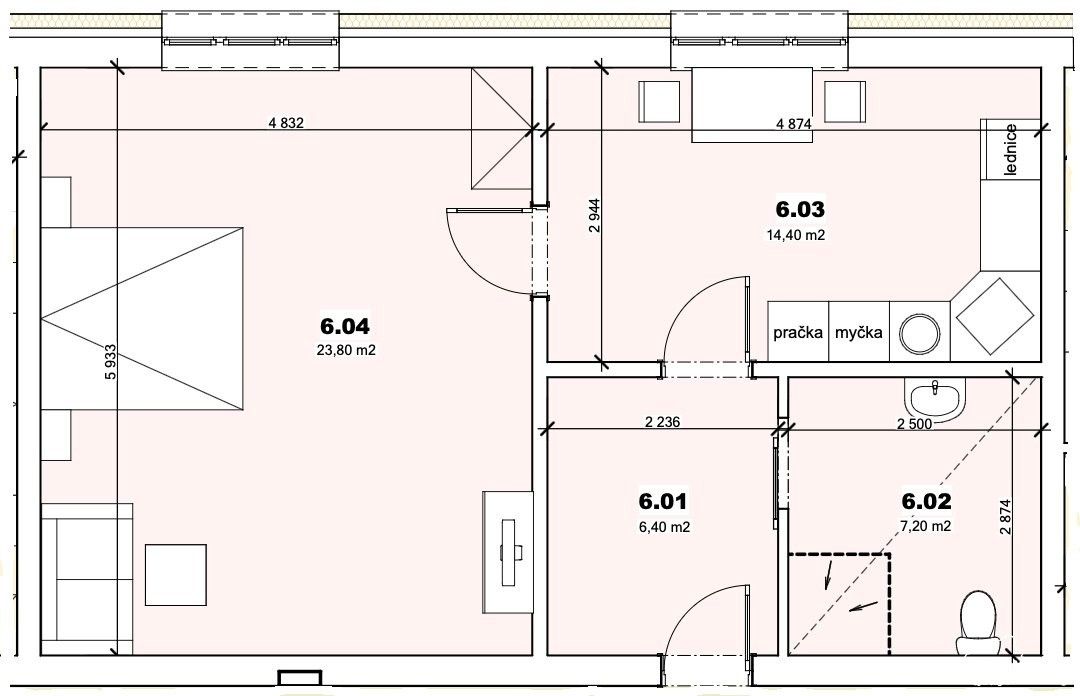 Byt 2+kk · 56 m² · Mládežnická, Mšené-lázně - 3