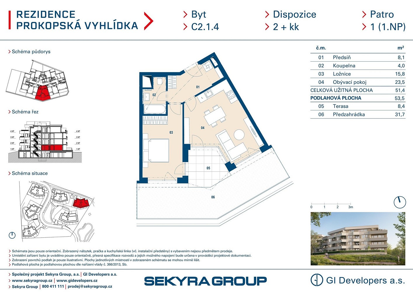 2+kk, Radlická, Praha 5 - Jinonice, 51 m² - 2