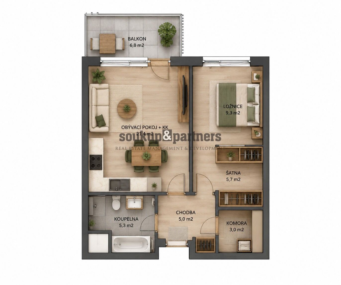 Byt 2+kk · 52 m² · Vítové  , Praha Hlubočepy - 3