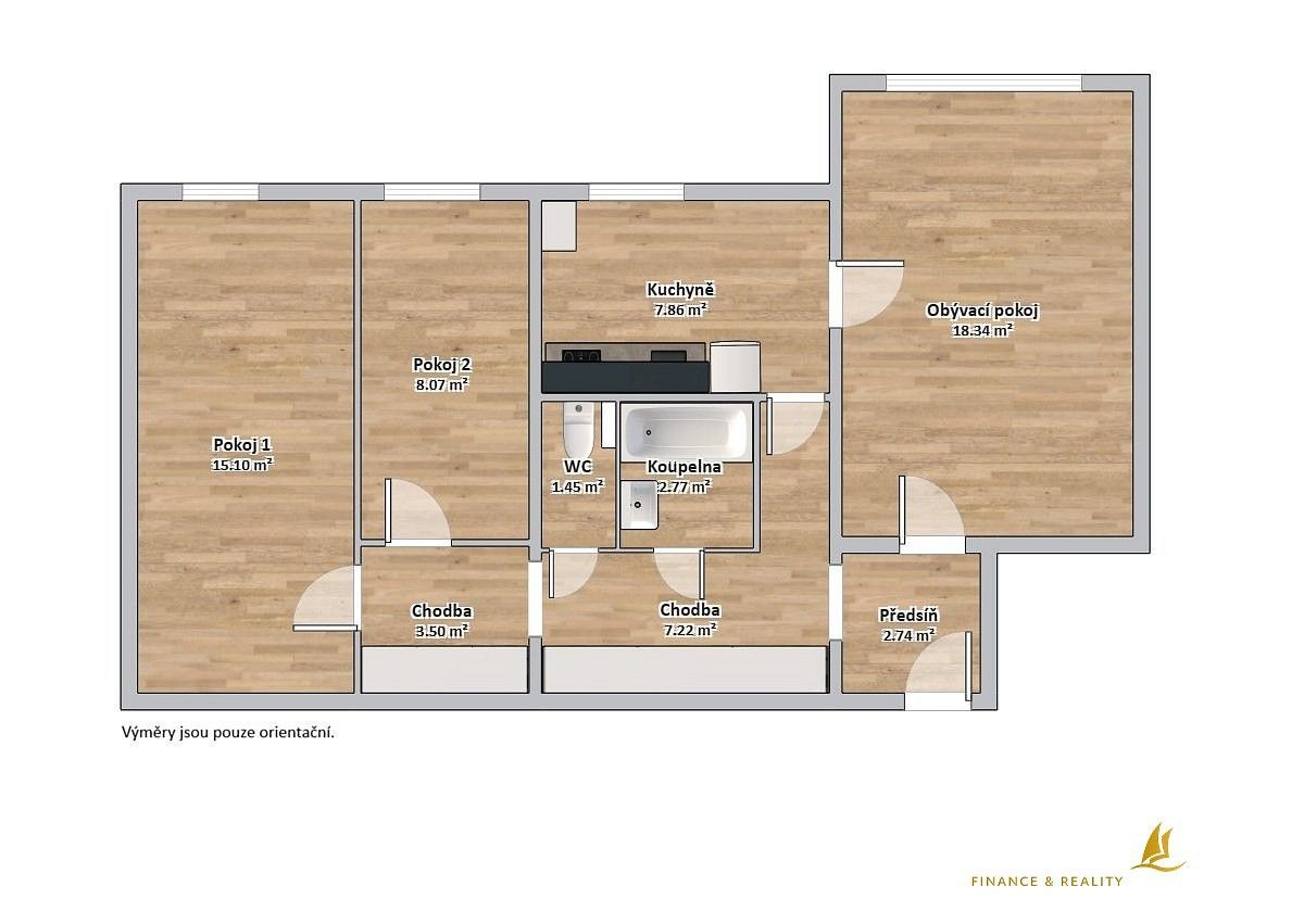 3+1, Hluboká nad Vltavou, okres České Budějovice, Jihočeský kraj, 71 m² - 2
