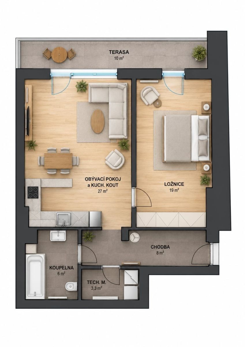 2+kk, Erbenova, Brno - Černá Pole, Jihomoravský kraj, 65 m² - 1