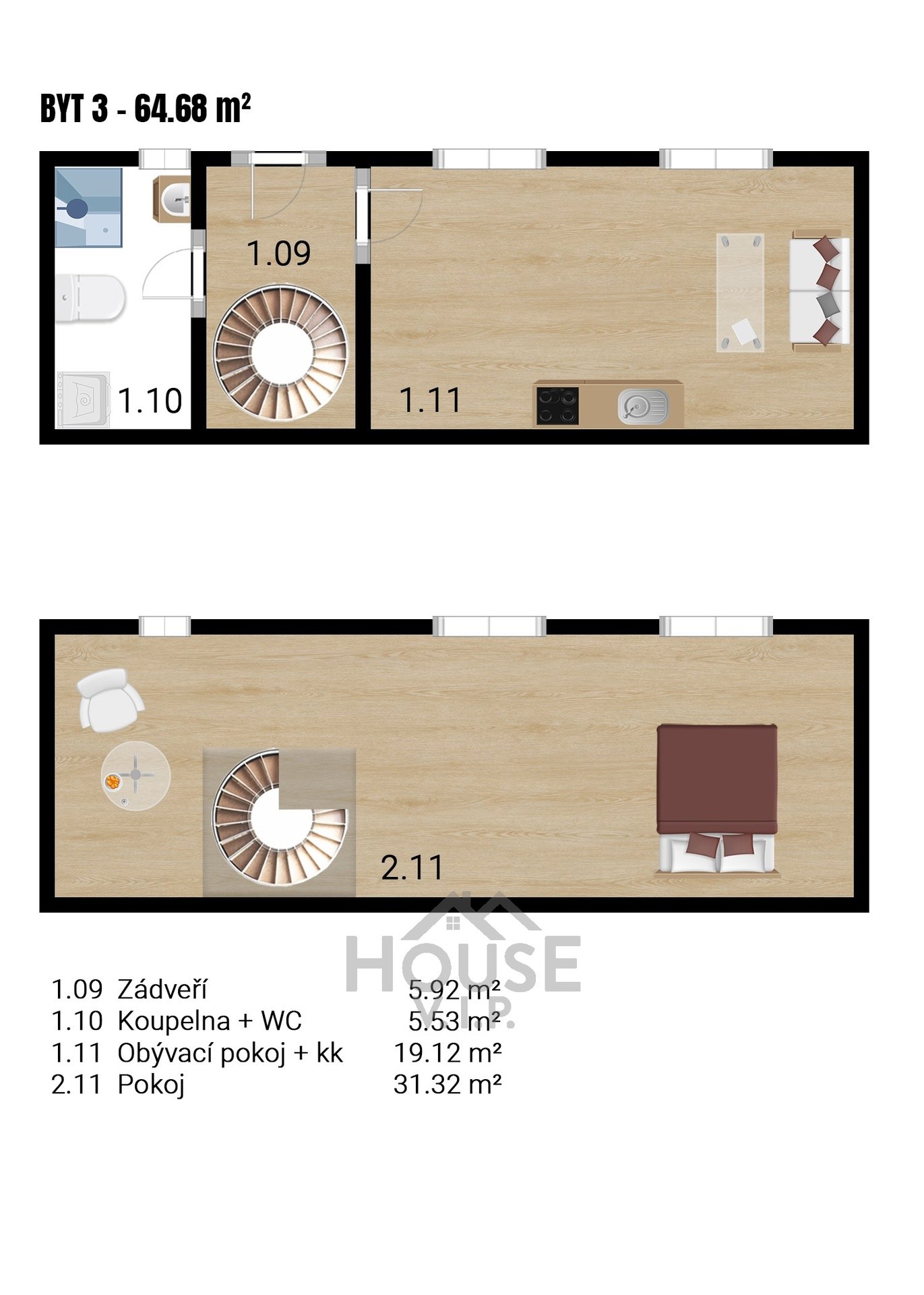 Byt 2+kk · 65 m² · Nučice - 4