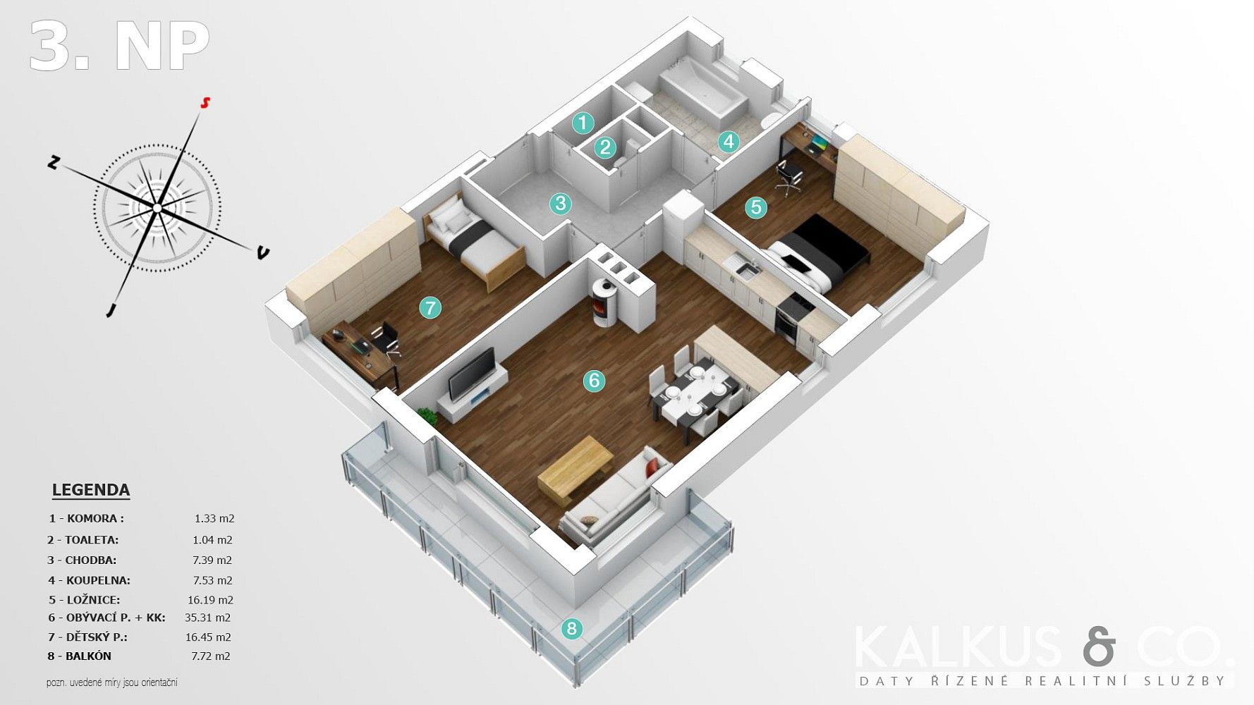 Pronájem byt 3+kk - Praha - Podolí, okres Praha 4, Hlavní město Praha, 85 m² - 5