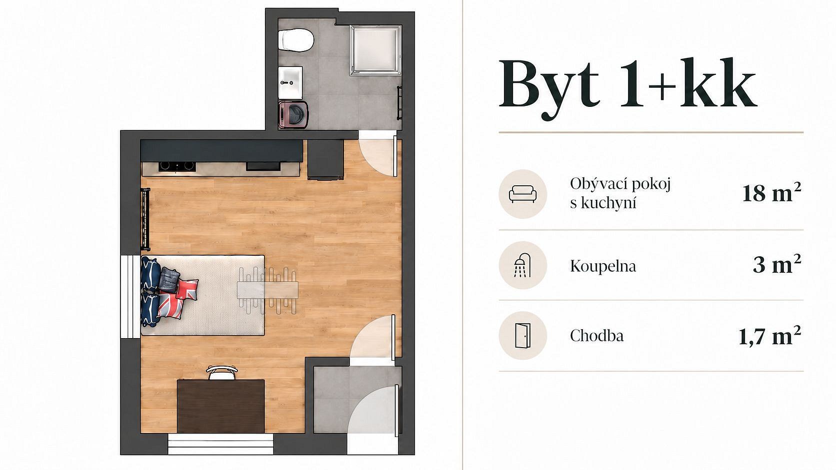Pronájem byt 1+kk - Českolipská, Mělník, 23 m² - 5