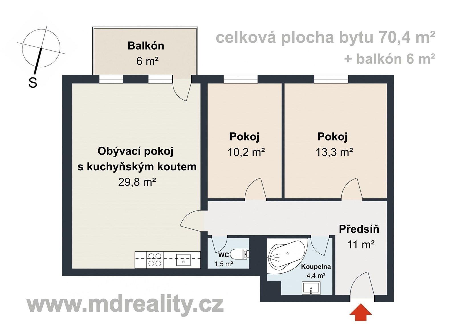 3+kk, Slovenská , Jihlava, 76 m²