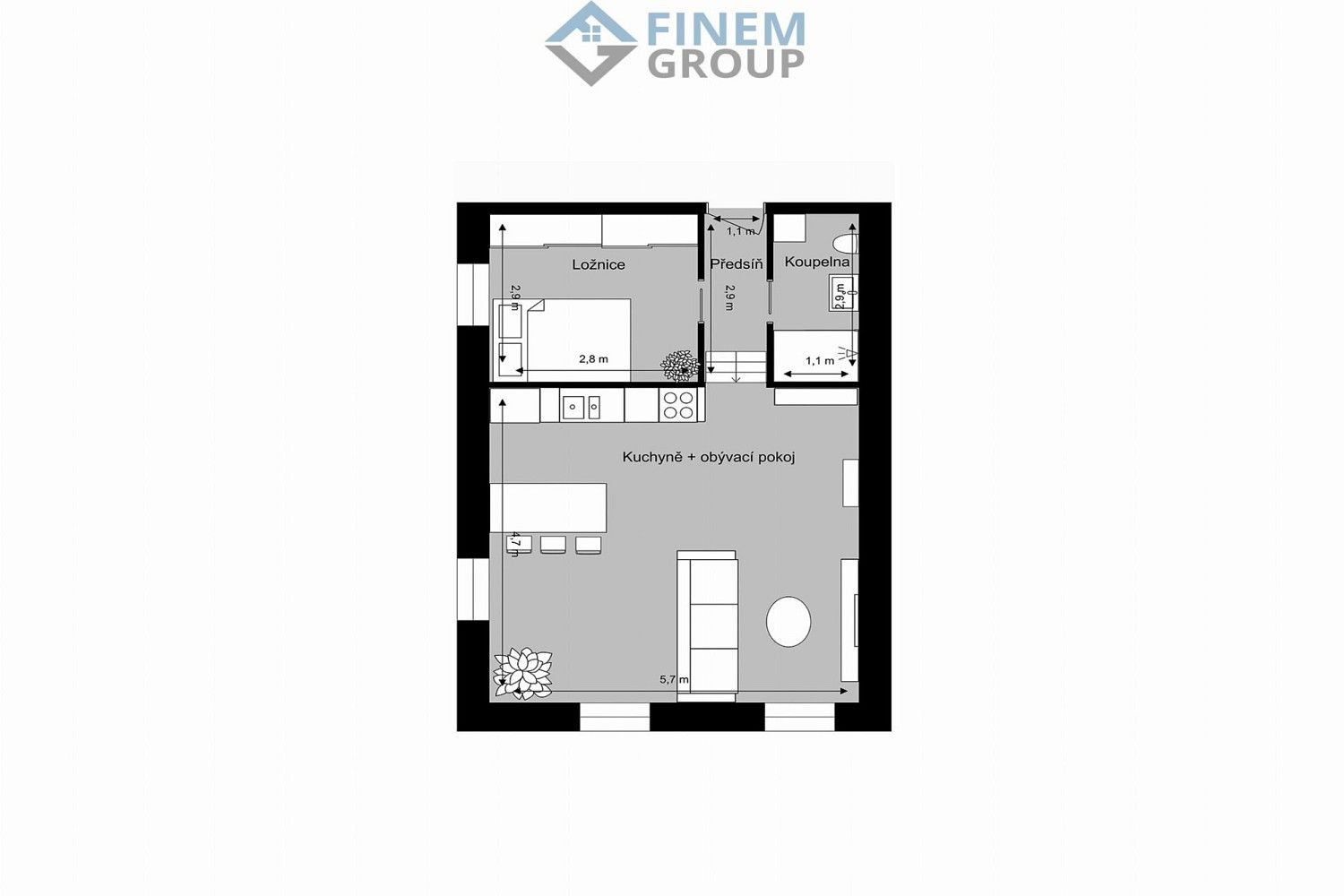 2+kk, České Budějovice, 41 m² - 2