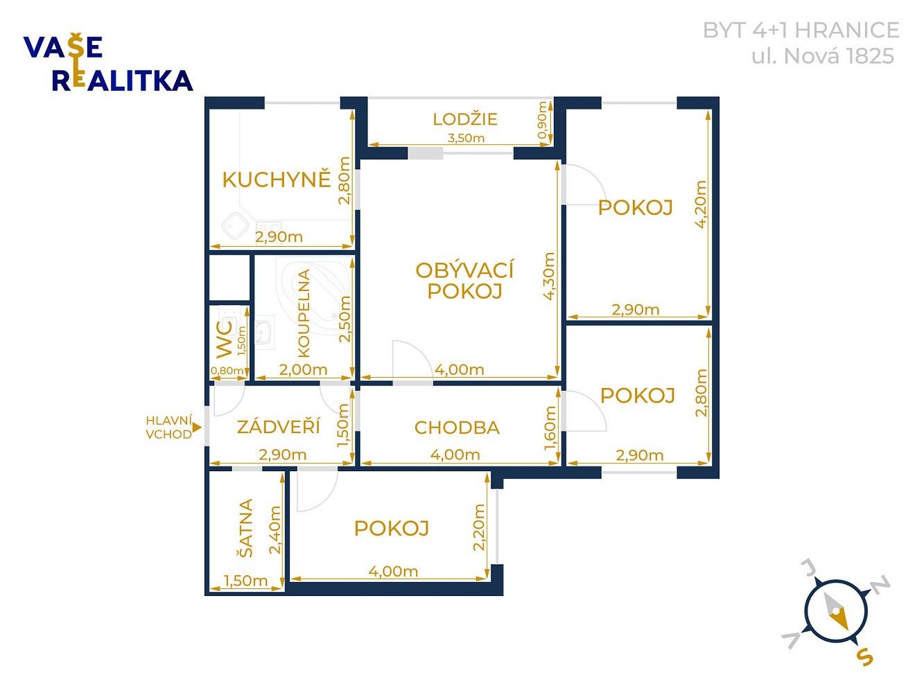4+1, Hranice - Hranice I-Město, okres Přerov, Olomoucký kraj, 85 m² - 2