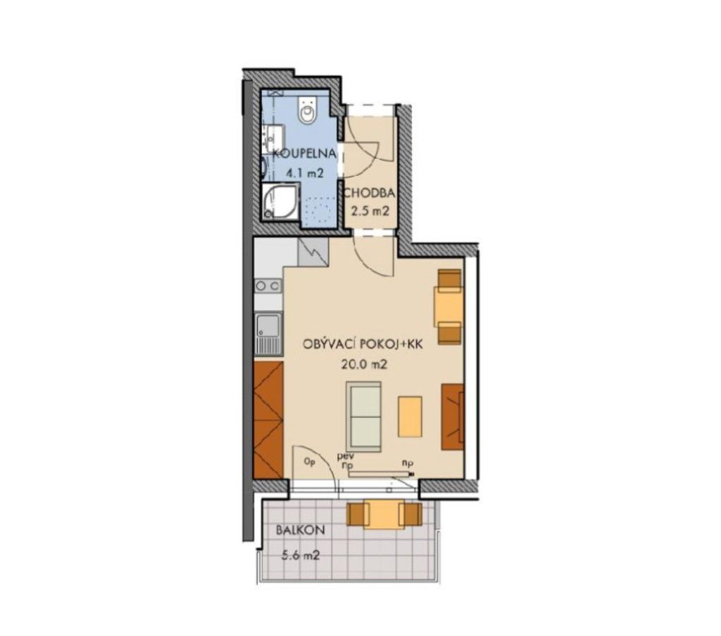 Prodej byt 1+kk - Honzíkova, Praha, 27 m²