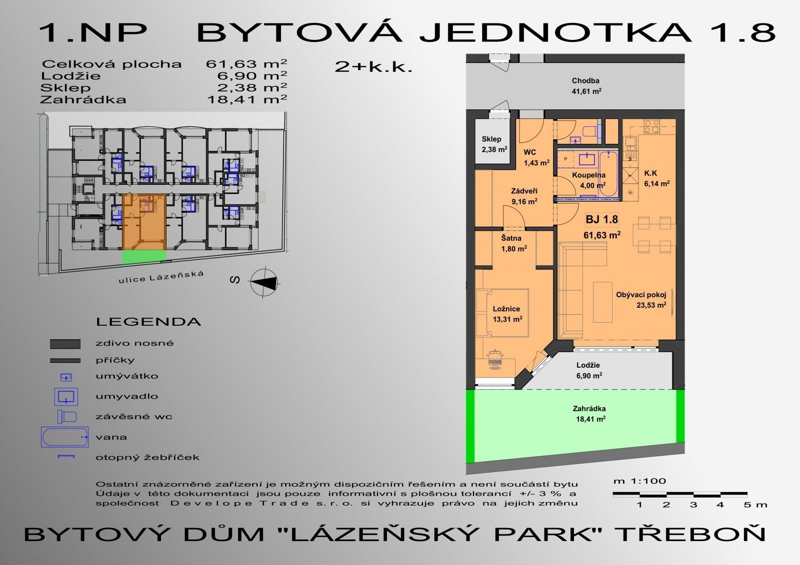 2+kk, Lázeňská, Třeboň Ii, 64 m²