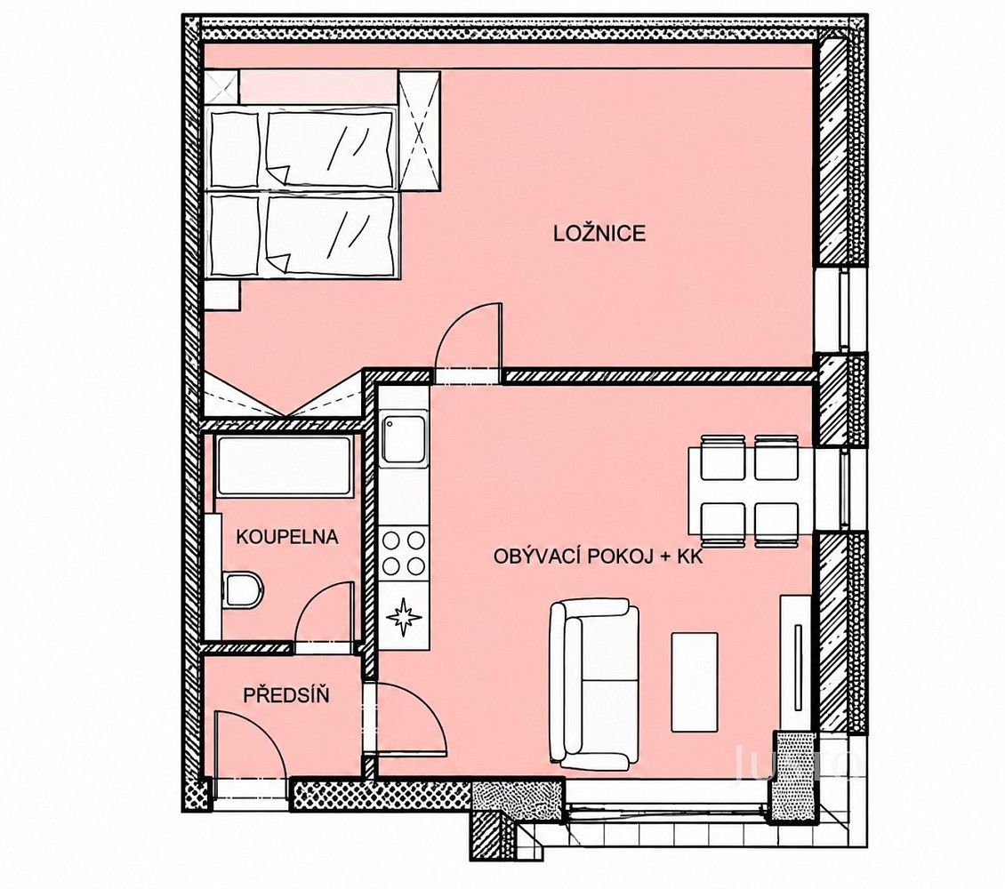 Pronájem byt 2+kk - Kestřany, okres Písek, 50 m² - 5