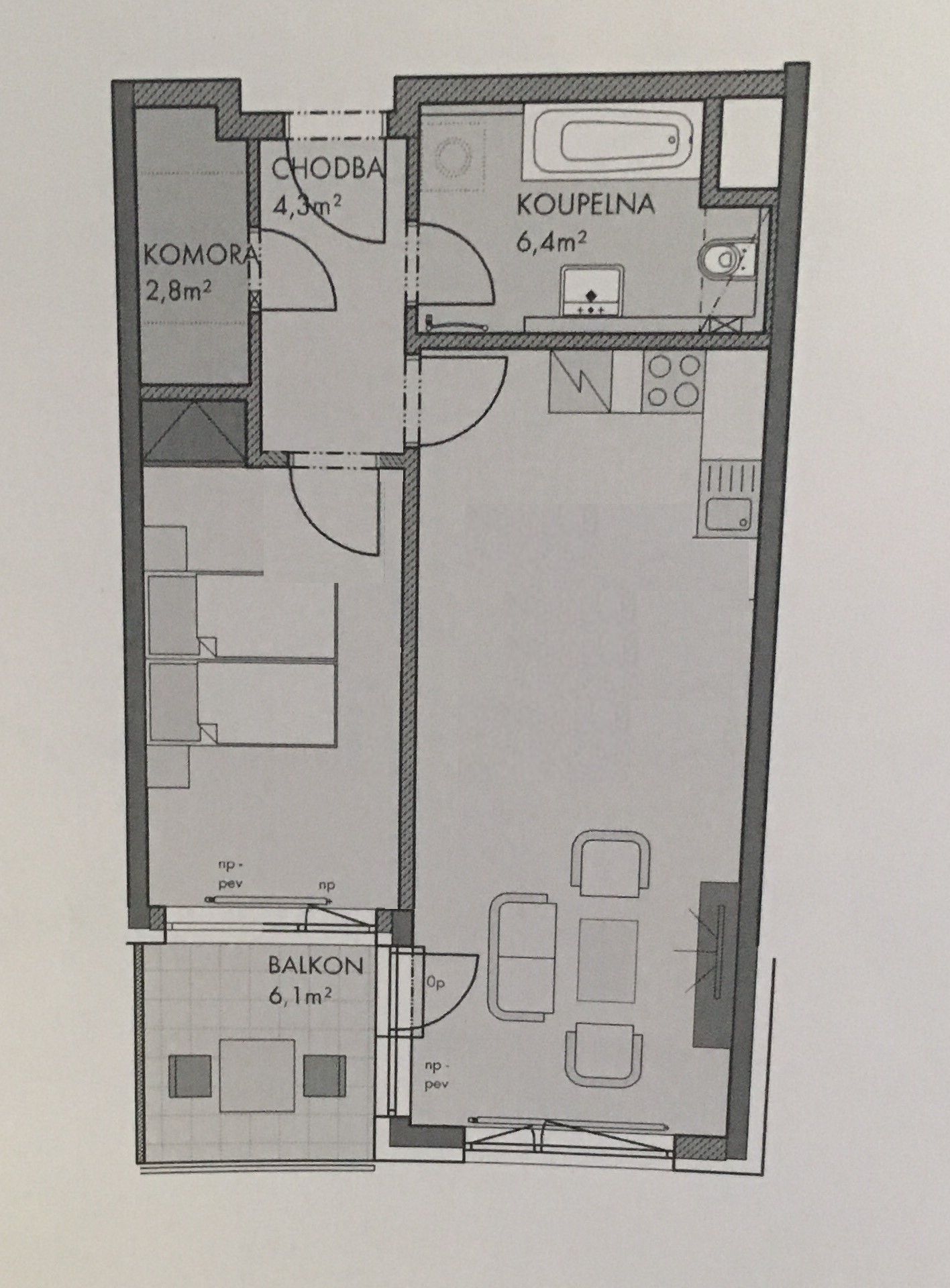 2+kk, Makedonská, Praha, 54 m² - 2