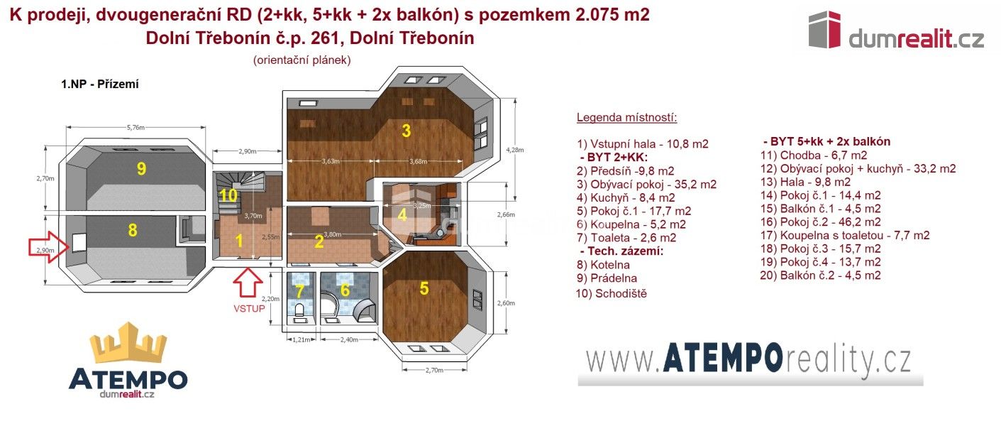Rodinné domy, Dolní Třebonín, 253 m² - 2