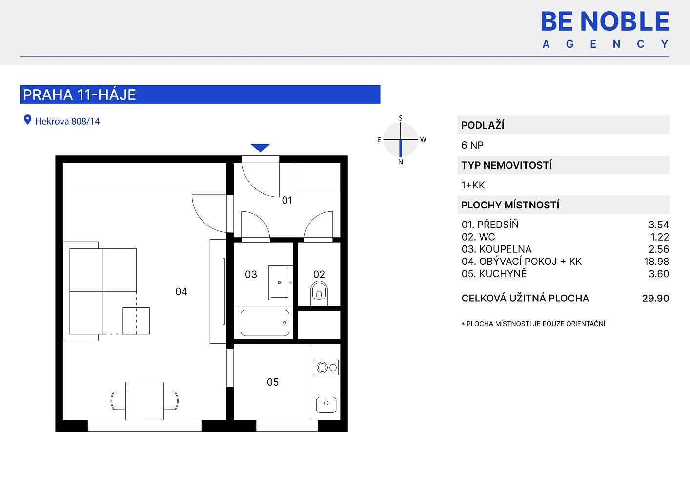 Byt 1+1 · 29,9 m² · Praha - Háje, okres Praha 11, Hlavní město Praha - 3