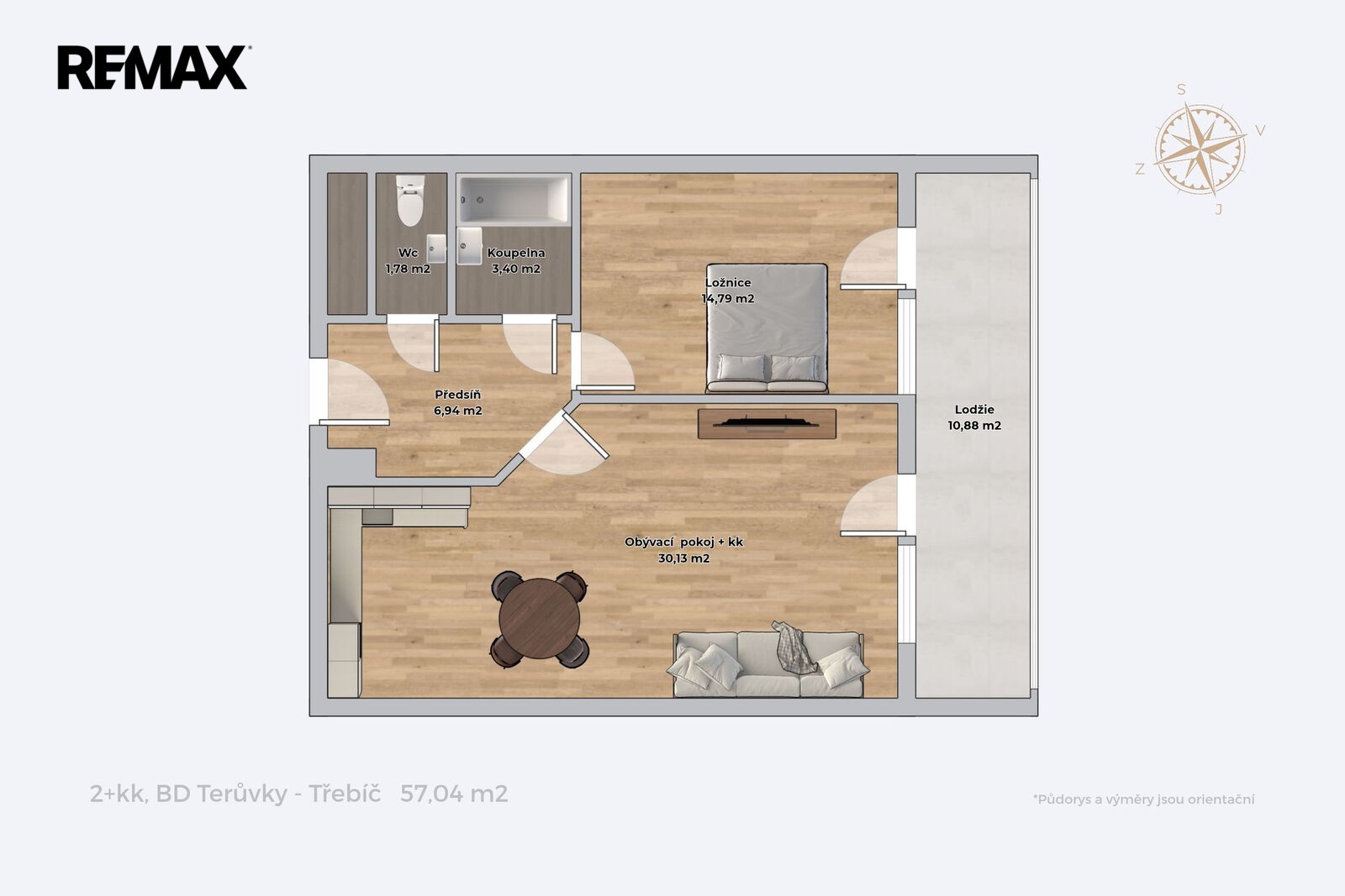 Pronájem byt 2+kk - Družstevní 1456, Třebíč Horka-Domky, 57 m² - 2