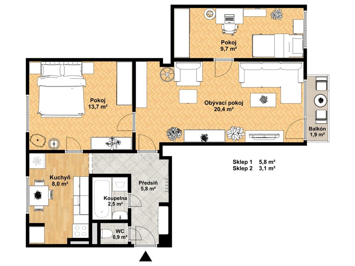 Byt 3+1 · 70 m² · Dukelských hrdinů, Hlubočky - 4