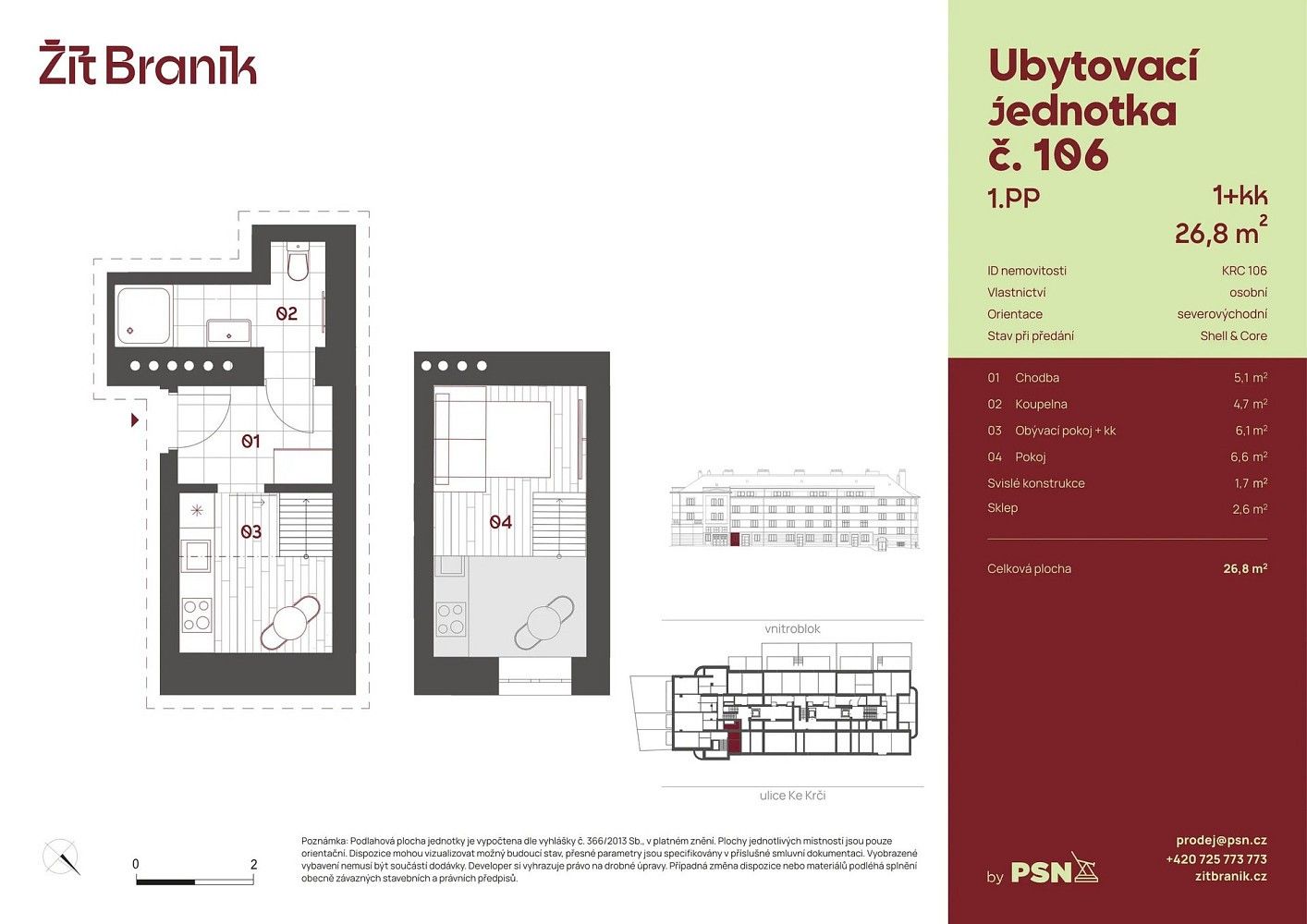 Prodej byt 1+kk - Praha - Braník, okres Praha 4, Hlavní město Praha, 25 m² - 2
