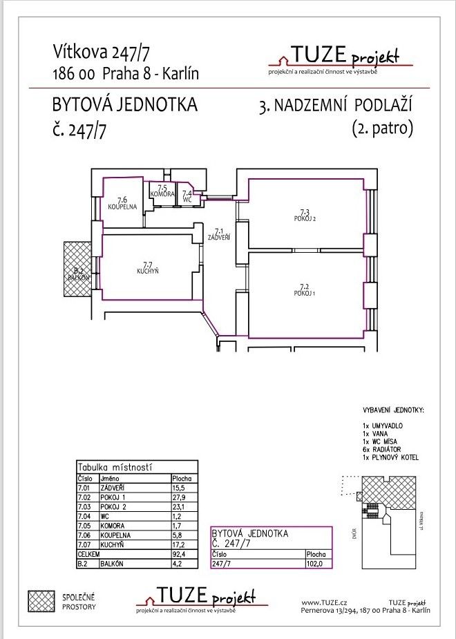 Byt 2+1 · 108 m² · Vítkova 247/7, Praha - 4
