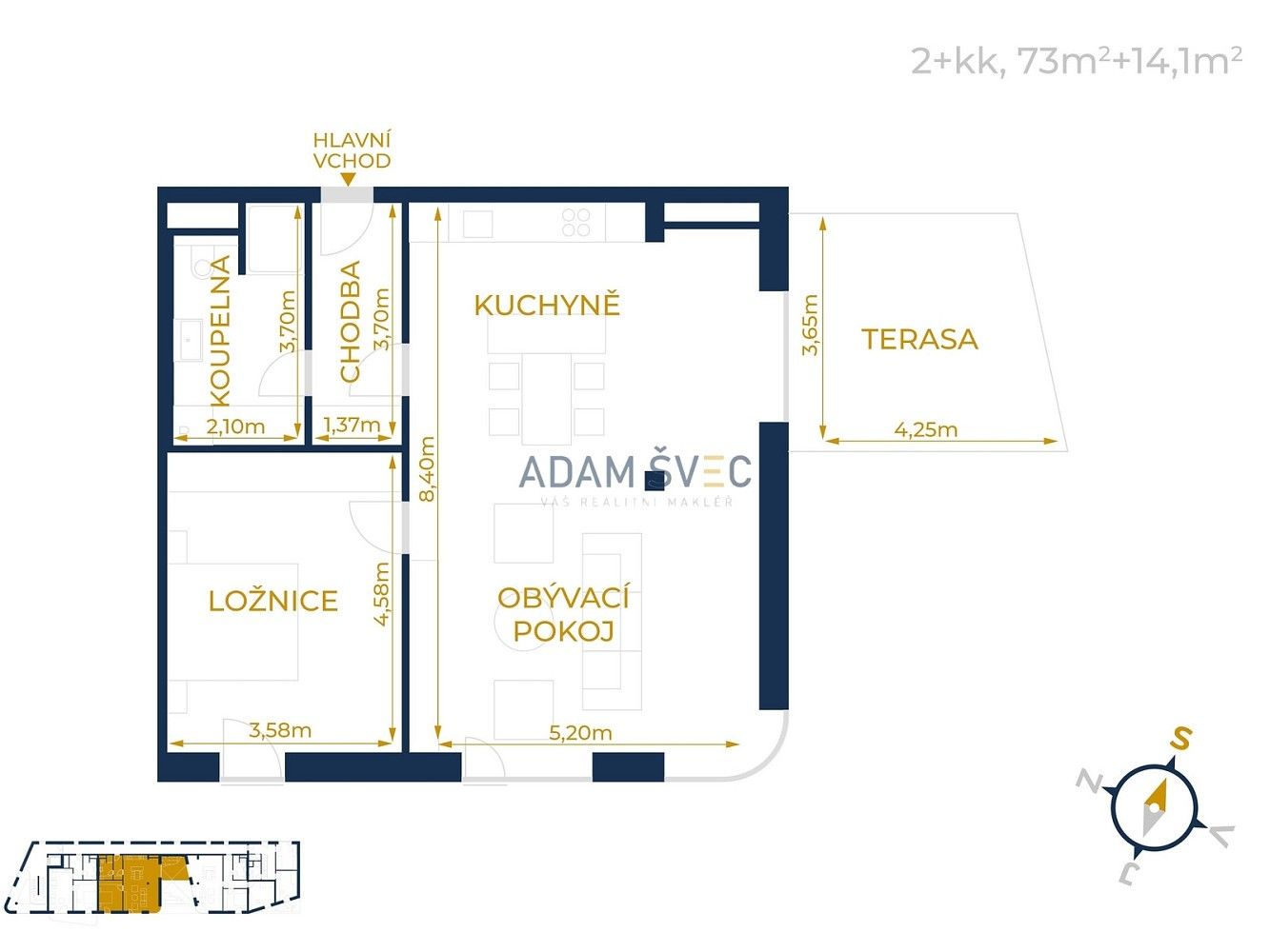 2+kk, Olomouc - Hodolany, Olomoucký kraj, 73 m² - 1