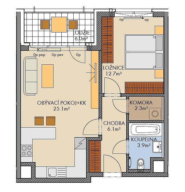 2+kk, Praha - Ruzyně, okres Praha 6, Hlavní město Praha, 52 m² - 2