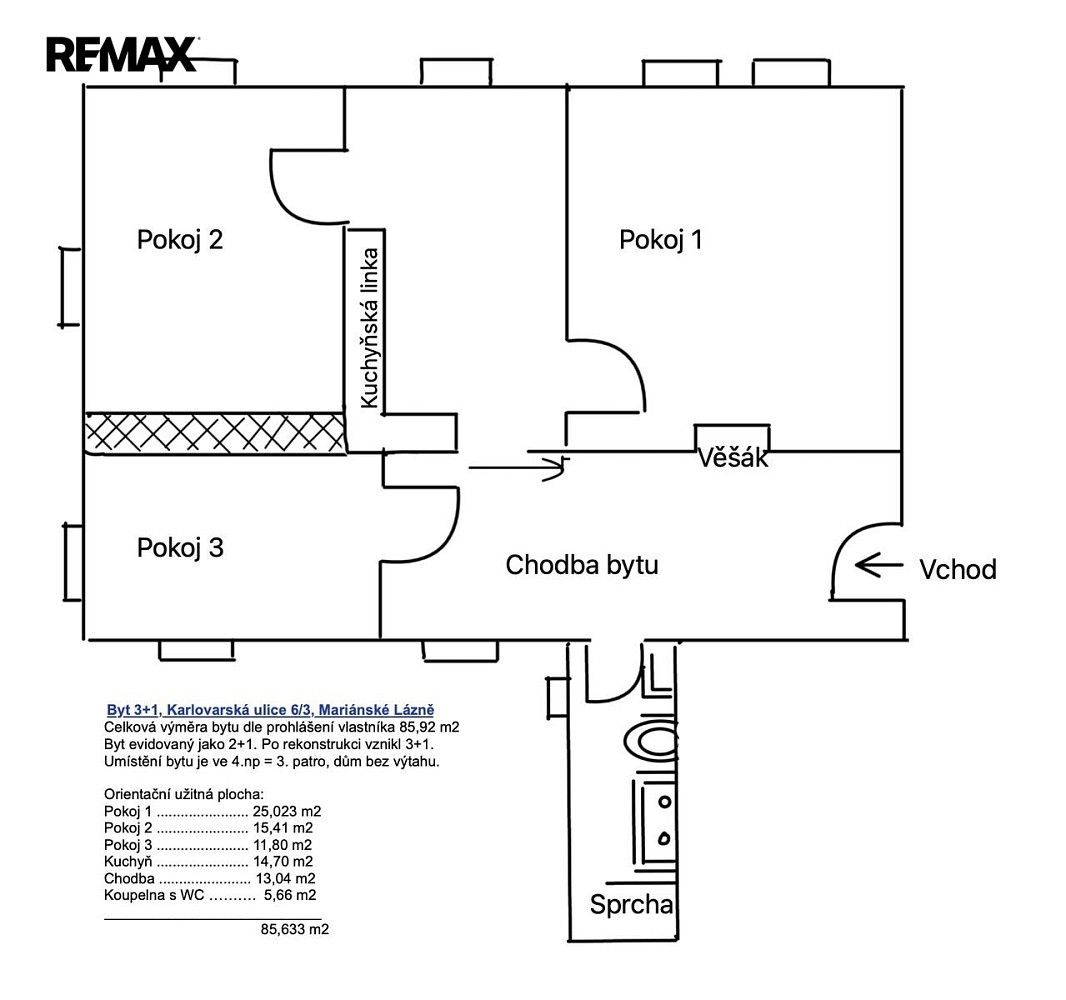 Byt 3+1 · 85 m² · Mariánské Lázně, okres Cheb, Karlovarský kraj - 3