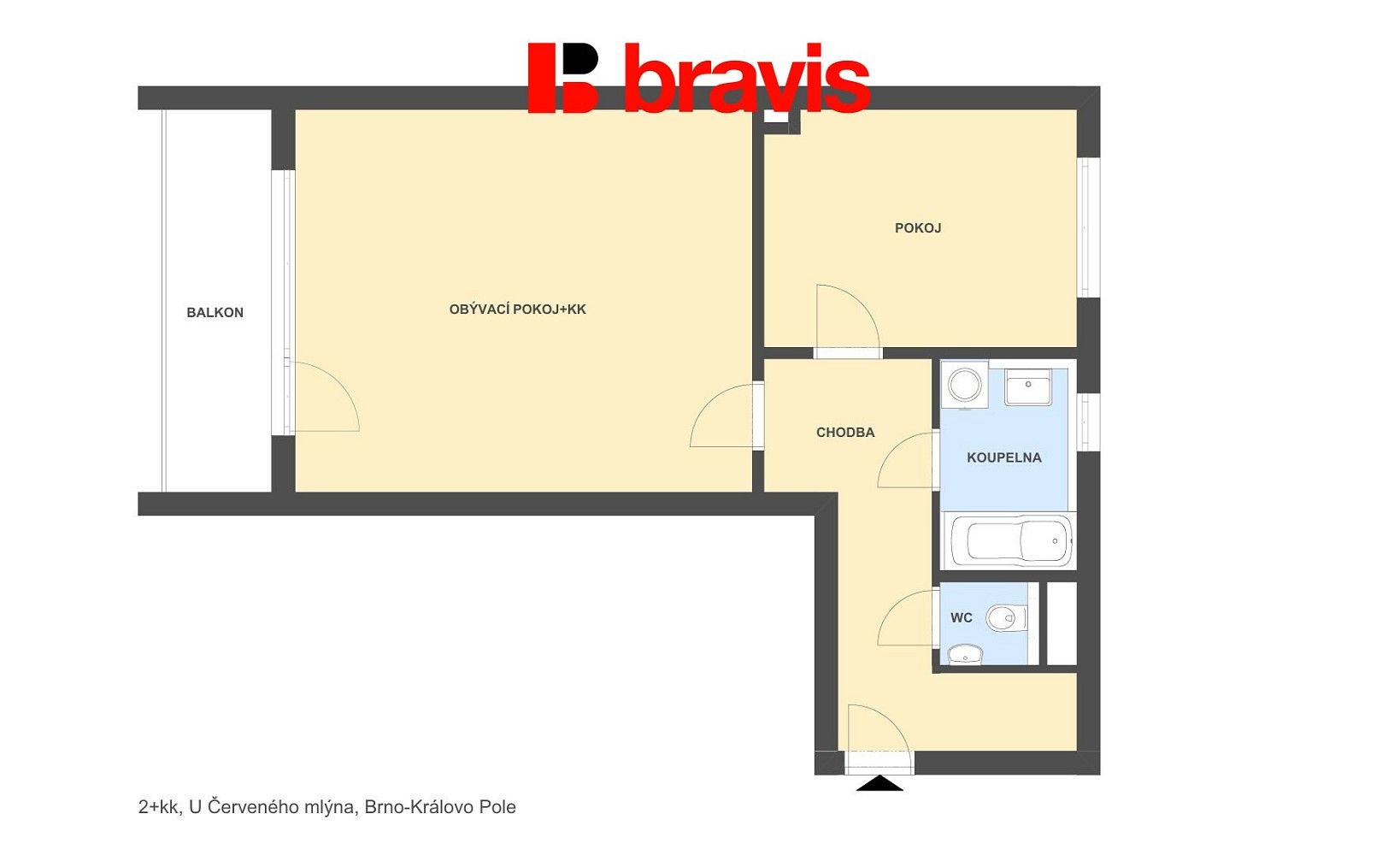 Pronájem byt 2+kk - Střední, Brno - Ponava, 58 m² - 5
