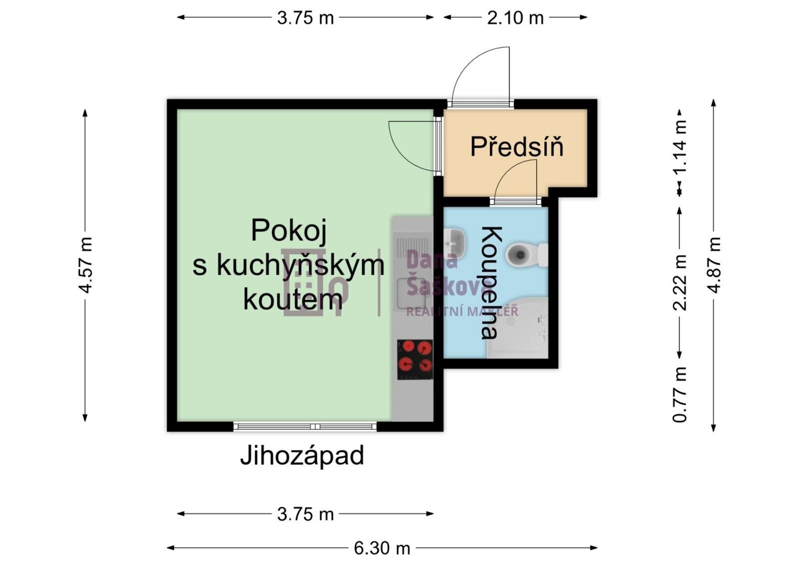 Byt 1+kk · 23 m² · sídliště Vajgar 531, Jindřichův Hradec III - 4