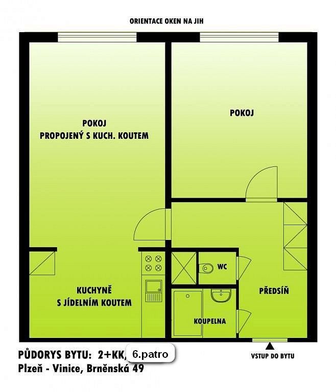 2+kk, Brněnská, Plzeň - Severní Předměstí, 51 m² - 2