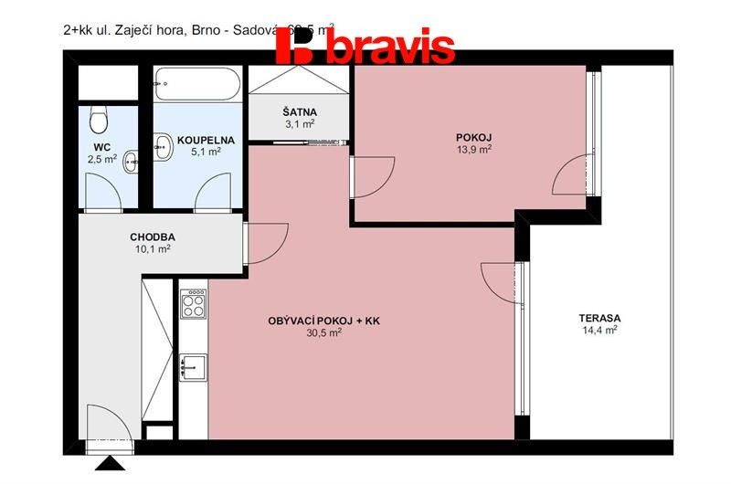 Byt 2+kk · 83 m² · Zaječí hora, Brno Sadová - 3