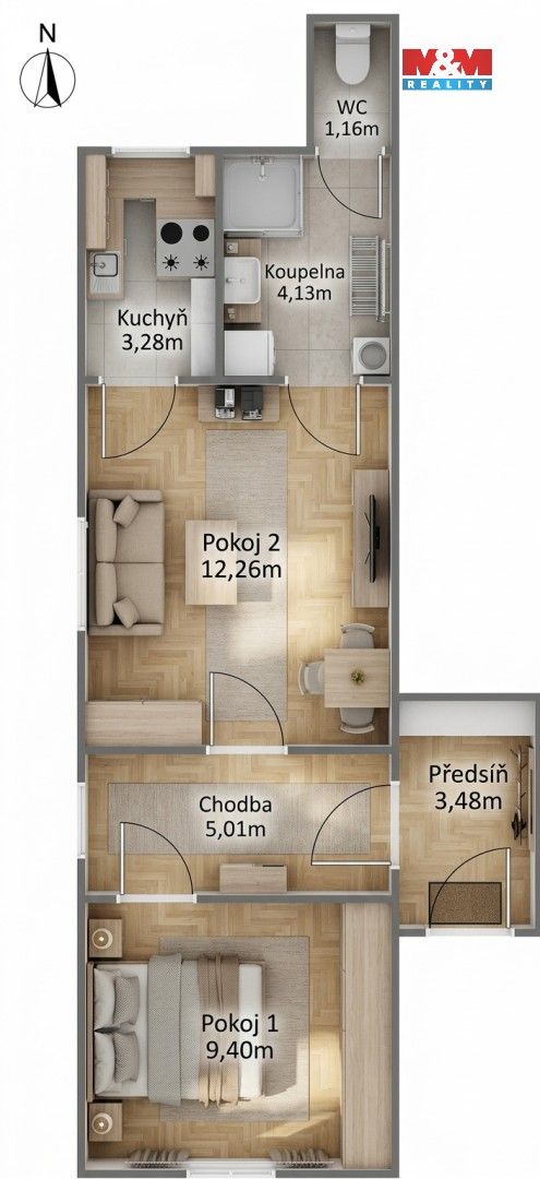 Byt 2+1 · 41 m² · Na Roli, Jablonec nad Nisou - 4