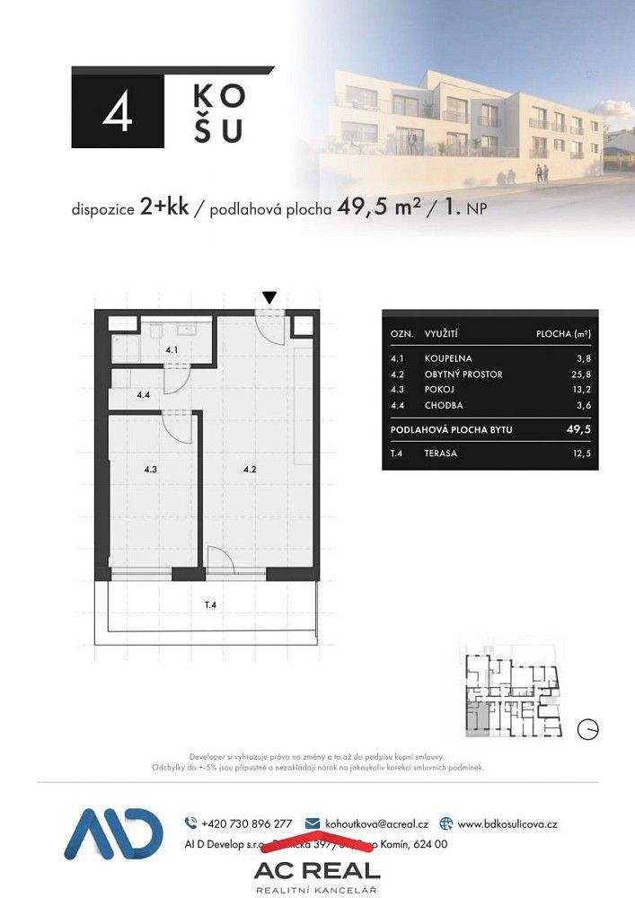 Prodej byt 2+kk - Brno - Horní Heršpice, okres Brno-město, Jihomoravský kraj, 49 m² - 5
