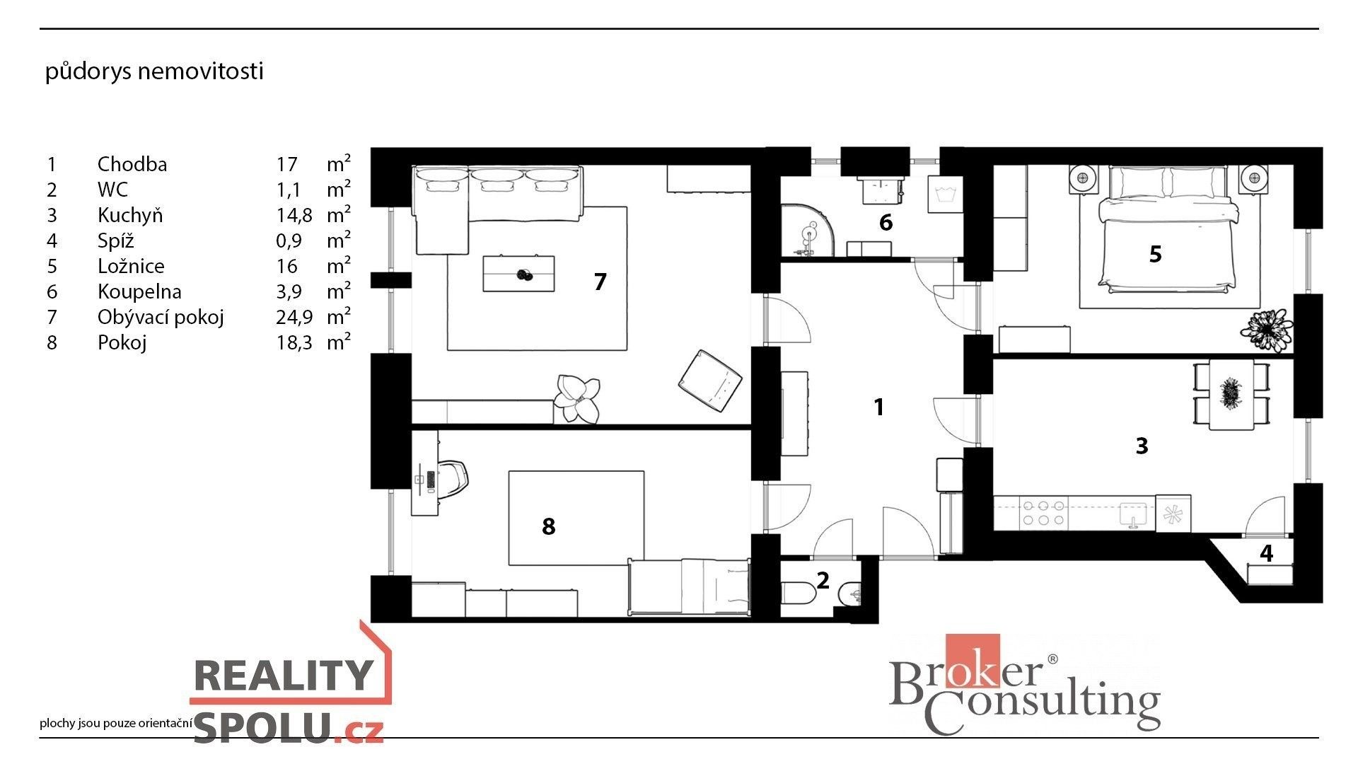 2+kk, Koněvova, Praha, 56 m²