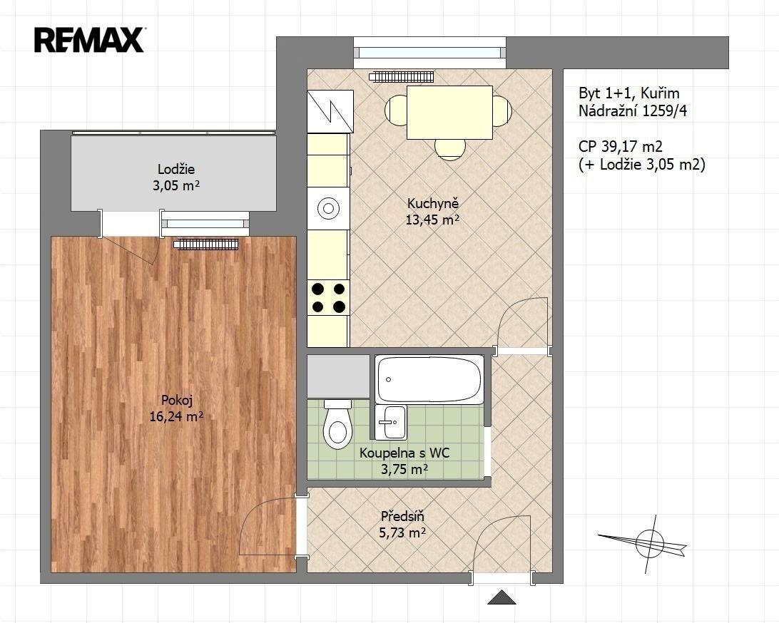 Byt 1+1 · 39 m² · Nádražní 1259, Kuřim - 2