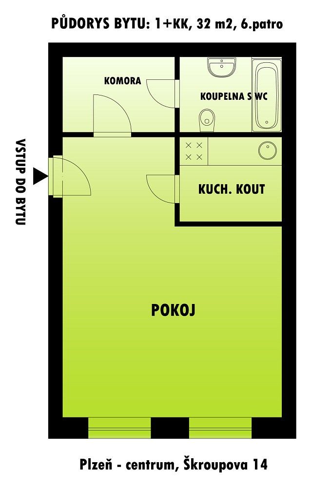 1+kk, Plzeň - Jižní Předměstí, okres Plzeň-město, Plzeňský kraj, 32 m² - 2