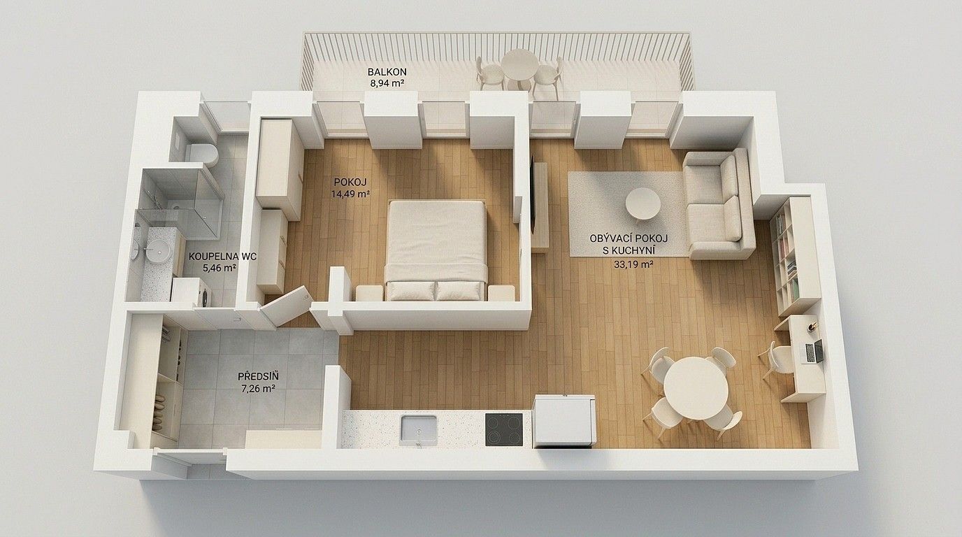 Pronájem byt 2+kk - Zahradní, Plzeň, 65 m² - 5