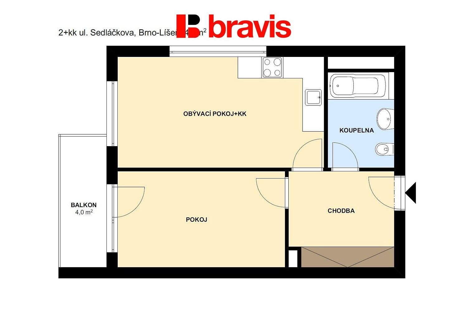 2+kk, Sedláčkova, Brno - Líšeň, 46 m² - 2