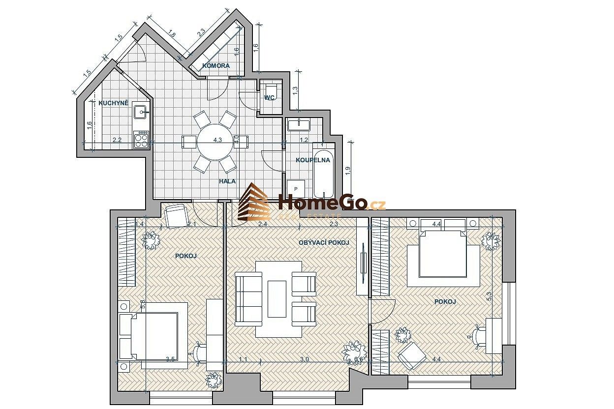 3+kk, U gymnázia, Praha 4 - Nusle, 92 m² - 2
