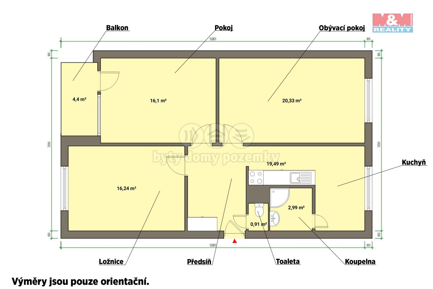 Byt 3+1 · 74 m² · Tyršova, Velká Hleďsebe - 4