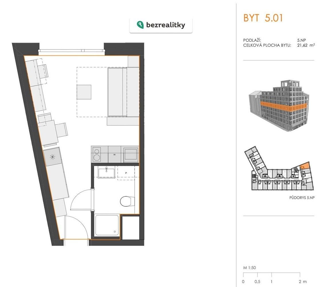 1+kk, Praha - Smíchov, okres Praha 5, Hlavní město Praha, 22 m² - 2