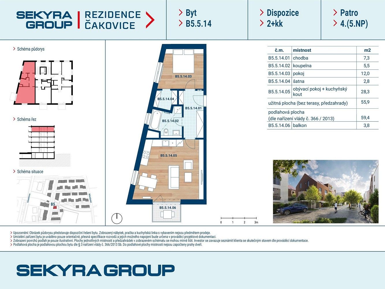 Prodej byt 2+kk - Praha - Čakovice, okres Praha 18, Hlavní město Praha, 56 m² - 2