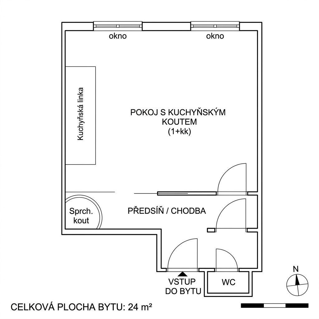 Prodej byt 1+kk - Pod Čertovou skalou, Praha - Libeň, 24 m² - 5