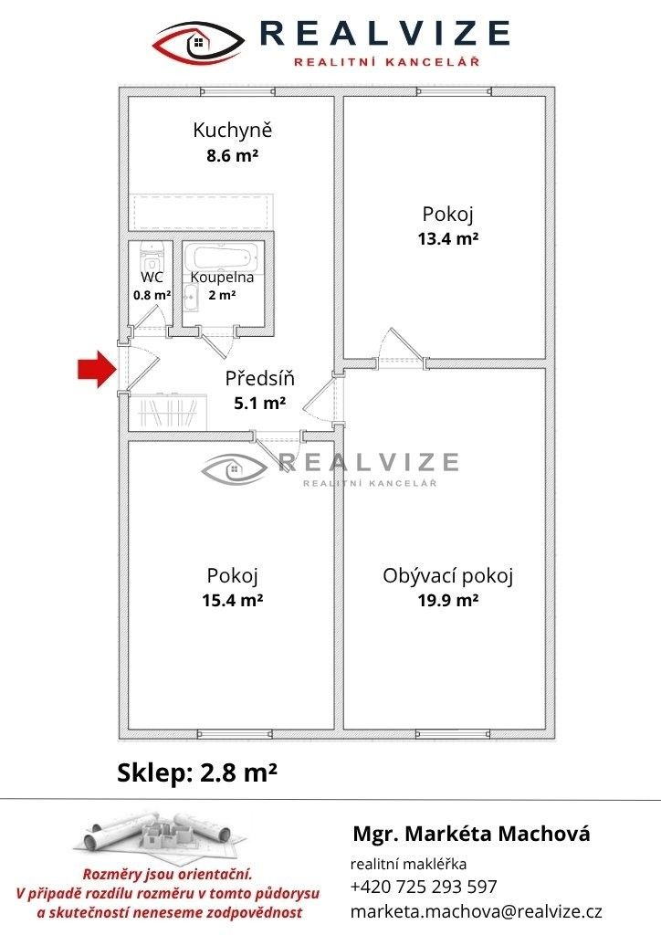 Prodej byt 3+1 - Budějovická 2228, Tábor, 65 m² - 5