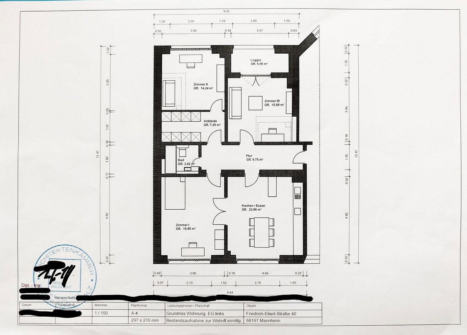 3+kk, Friedrich-Ebert-Straße 40 Mannheim Wohlgelegen Baden-Württemberg 68167, 95 m² - 2