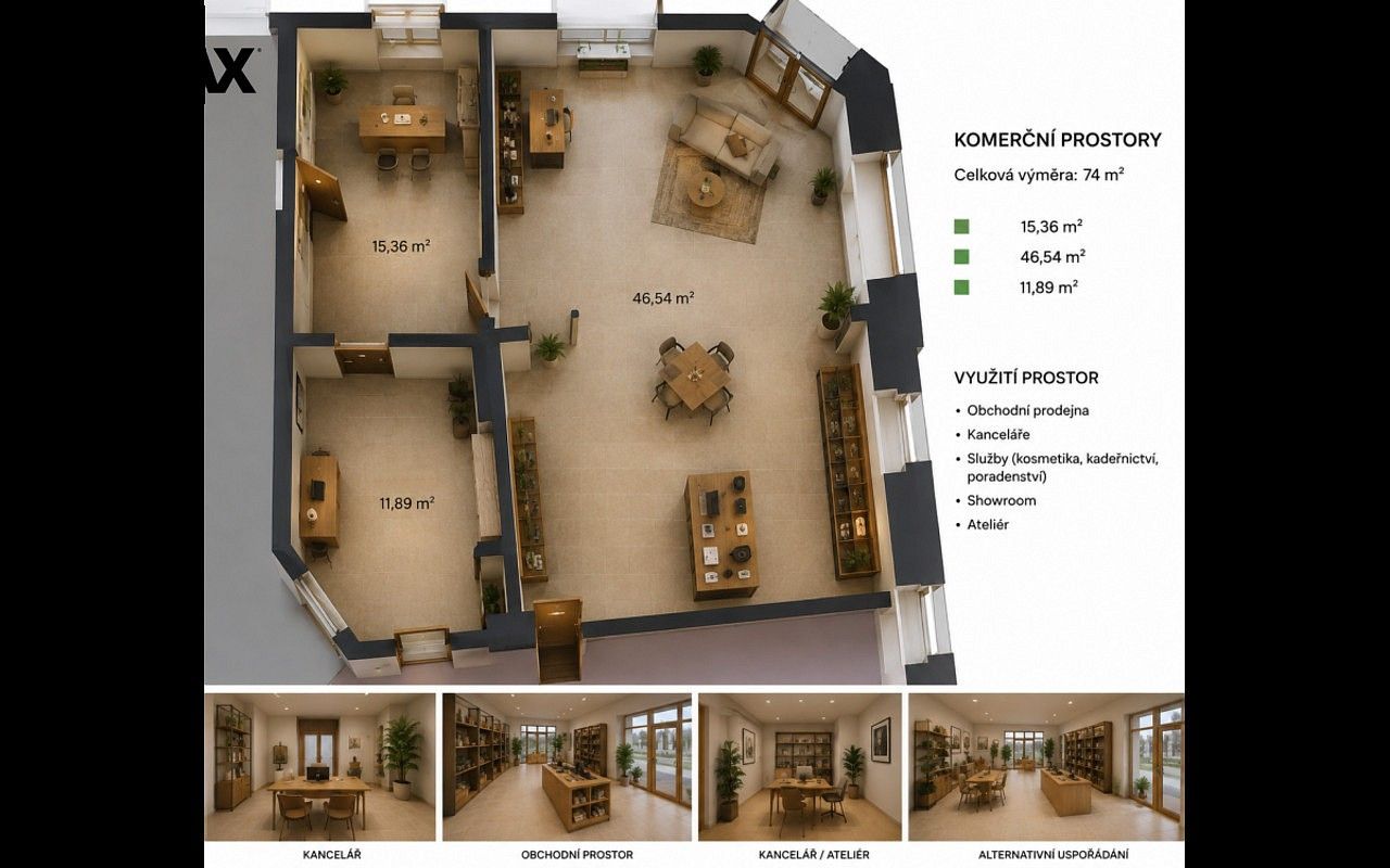 Obchodní prostory, Prostějov, Olomoucký kraj, 74 m² - 1