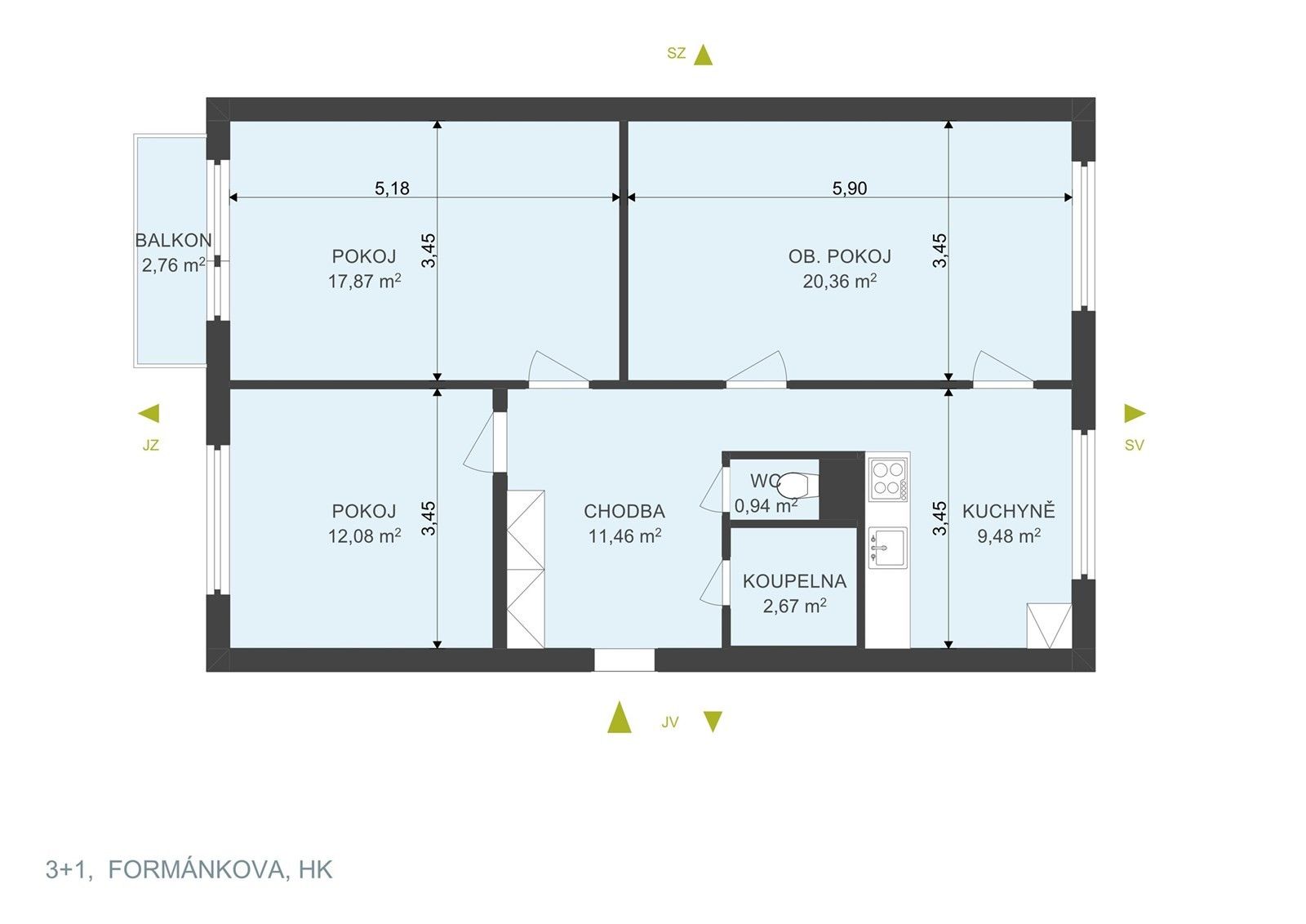 Byt 3+1 · 80 m² · Formánkova 518, Hradec Králové Moravské Předměstí - 3