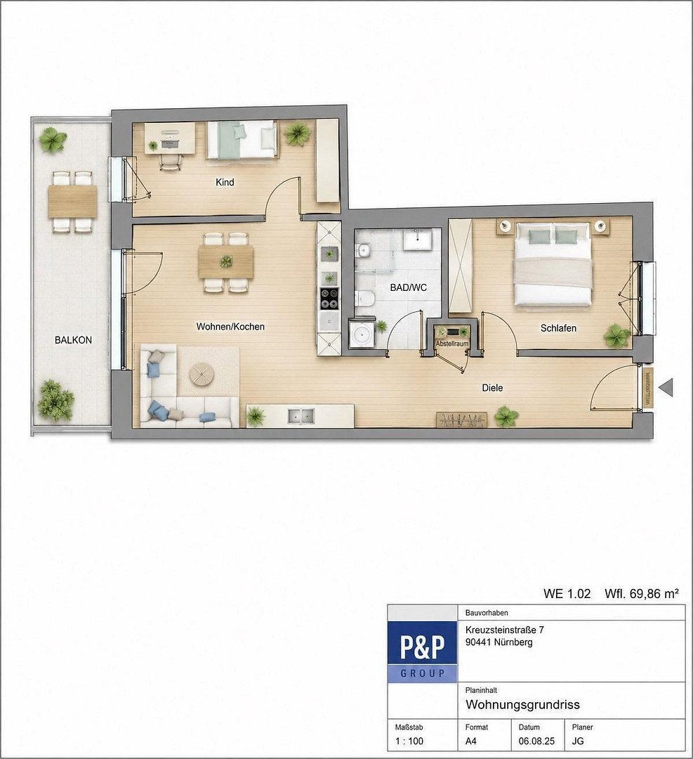 3+1, Kreuzsteinstraße 9 Nürnberg Schweinau Bayern 90441, 75 m² - 1