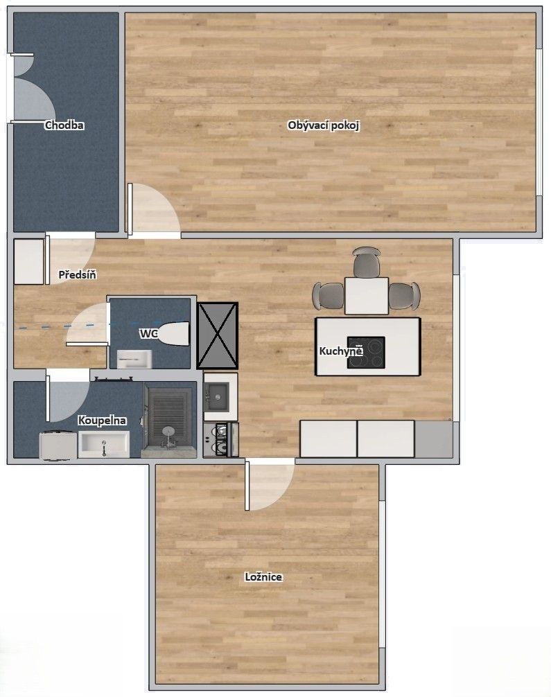 2+1, Zárubova, Praha - Kamýk, 60 m² - 2